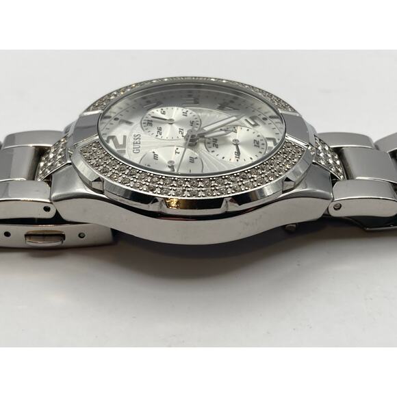 Guess Womens Crystal Bezel Watch 40mm G12557L New Battery - Date Day - WR100m - Picture 4 of 11